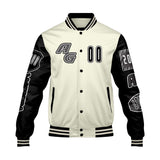 Custom Black White Letterman Varsity Jacket Personalized Embroidery Printing