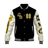 Custom Black Yellow Letterman Varsity Jacket Personalized Embroidery Printing