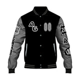 Custom Black Grey Letterman Varsity Jacket Personalized Embroidery Printing