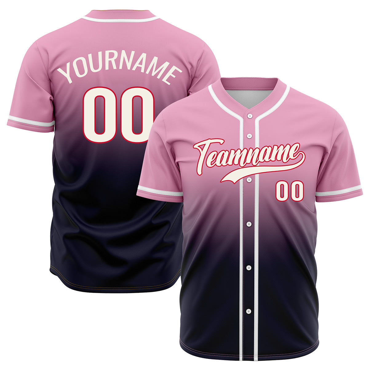 Custom Pink Black Hip Hop Baseball Jersey Stitched Printed - Personalized Name Number Shirts #BB-0919-0082