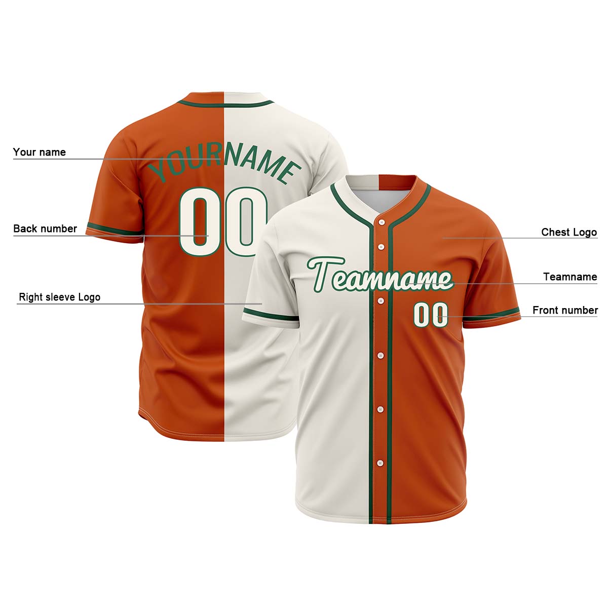 Custom Orange Off White Hip Hop Baseball Jersey Stitched Printed - Personalized Name Number Shirts #BB-0919-0080