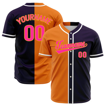 Custom Dark Purple Orange Hip Hop Baseball Jersey Stitched Printed - Personalized Name Number Shirts #BB-0919-0057