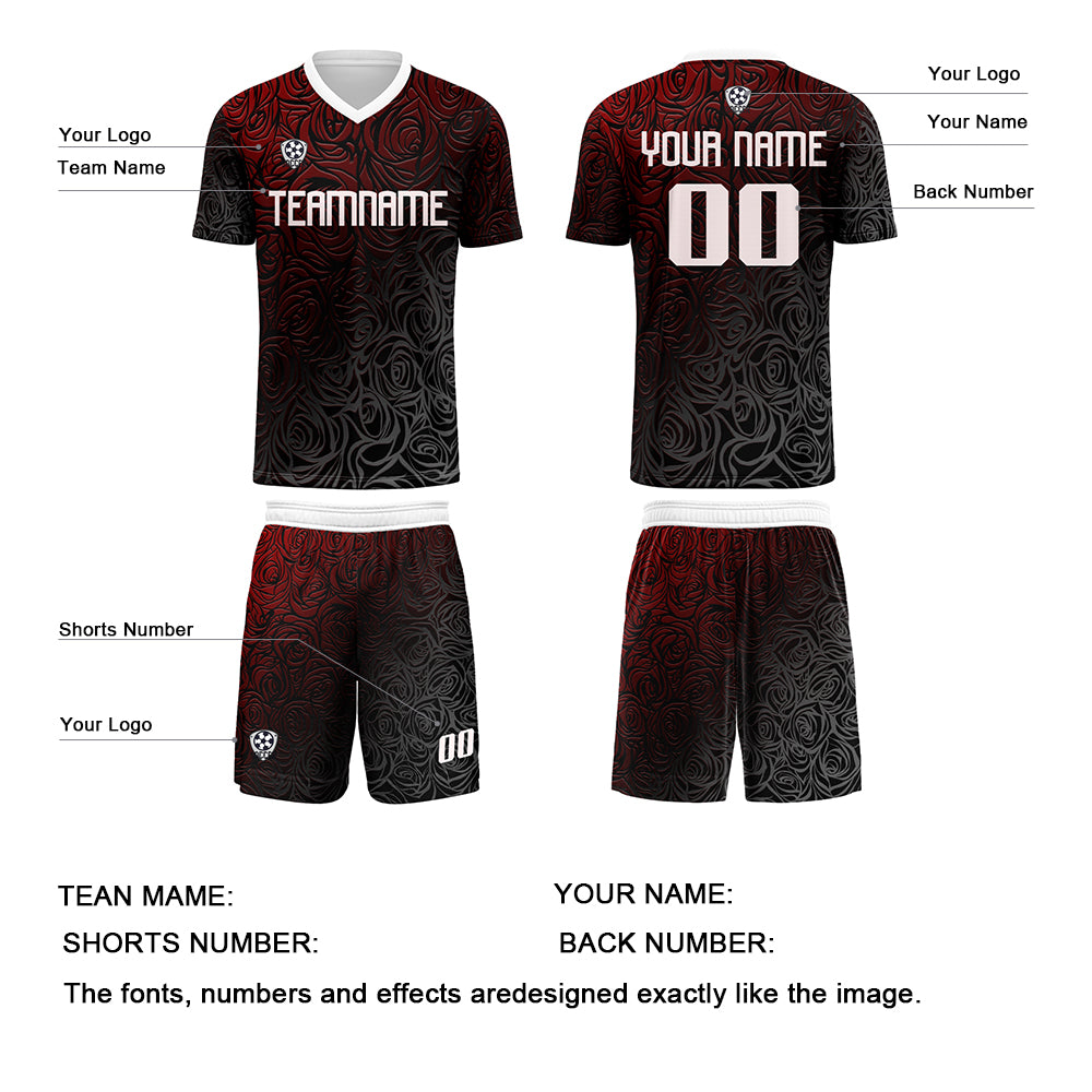 Custom Red Silver Uniform Jersey Kids Adults Personalized Set Jersey Shirt
