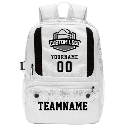 Custom White Basketball Soccer Backpack Personalized Player Names - Numbers & Team Logo #150-BP-0914-0023