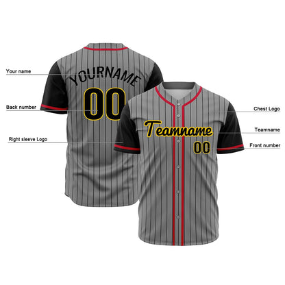 Custom Gray Black Hip Hop Baseball Jersey Stitched Printed - Personalized Name Number Shirts #BB-0919-0059