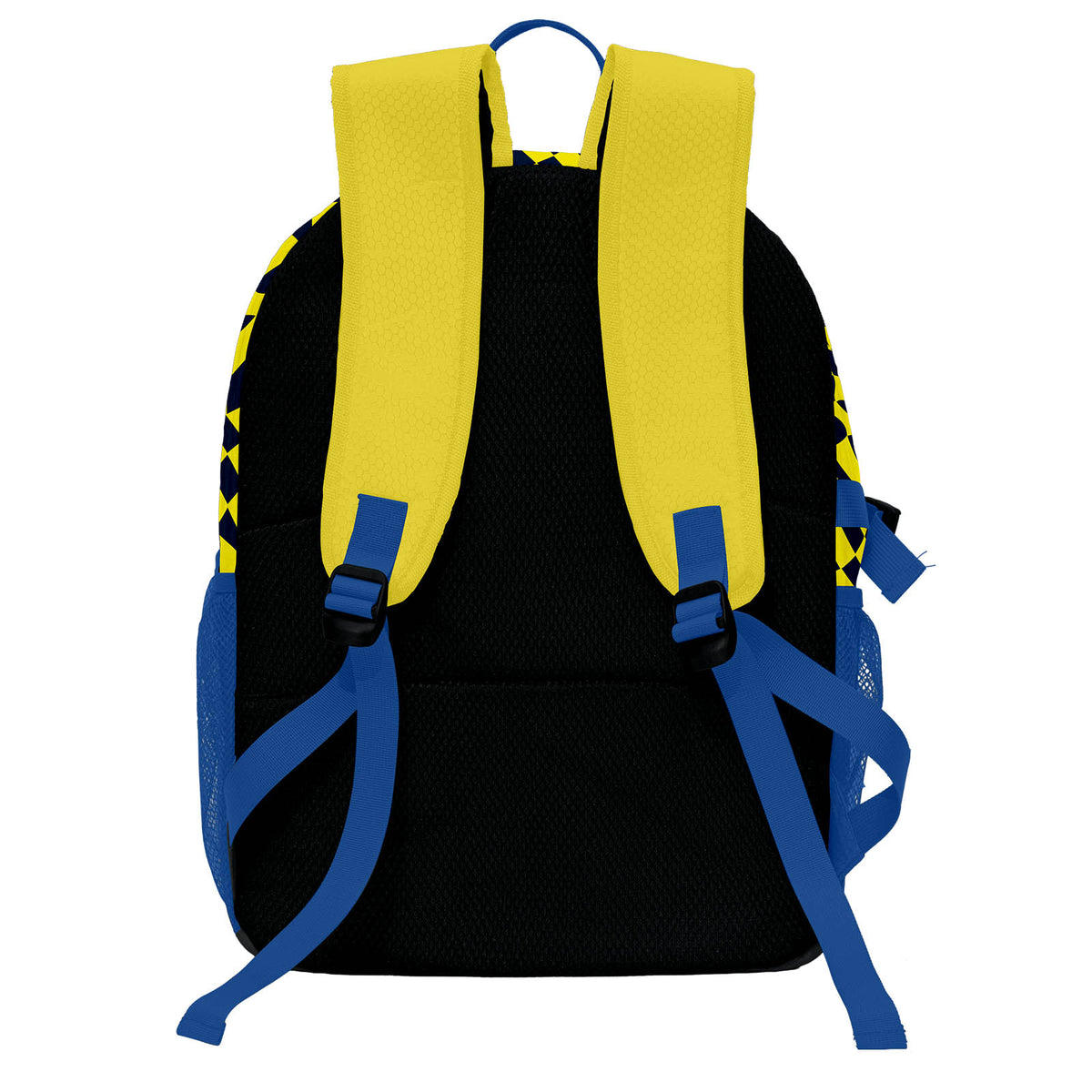 Custom Lemon Yellow Hidden Blue Basketball Soccer Backpack Personalized Player Names Numbers Team Logo #BB-0919-0018