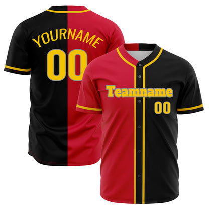 Custom Red Black Hip Hop Baseball Jersey Stitched Printed - Personalized Name Number Shirts #BB-0919-0088