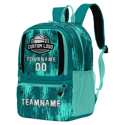 Custom Cyan Blue Basketball Soccer Backpack Personalized Player Names Numbers Team Logo #BB-0919-0010