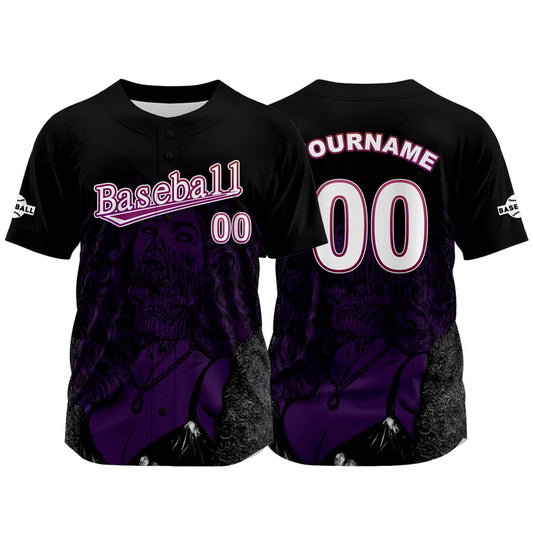 Custom Black Baseball Jersey Print Personalized Name, Number and Logo