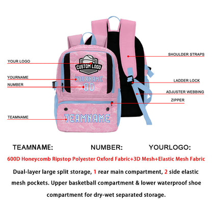 Custom Pink Blue Basketball Soccer Backpack Personalized Player Names Numbers Team Logo #BB-0919-0028