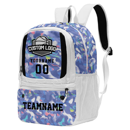 Custom White Basketball Soccer Backpack Personalized Player Names - Numbers & Team Logo #150-BP-0914-0028