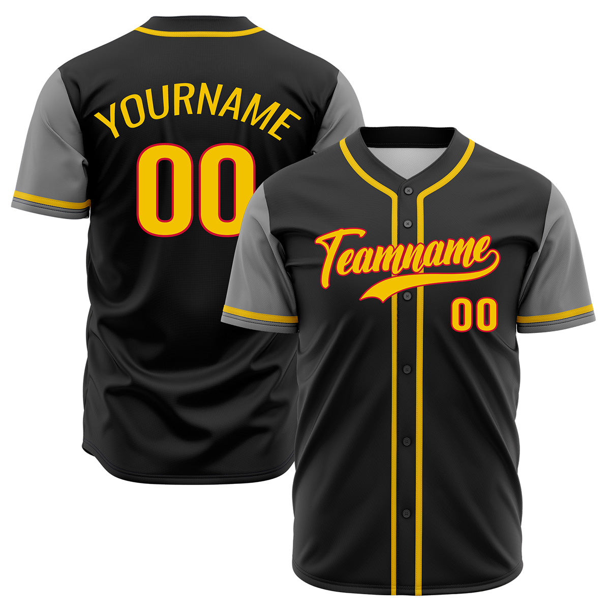Custom Black Gray Hip Hop Baseball Jersey Stitched Printed - Personalized Name Number Shirts #BB-0919-0042