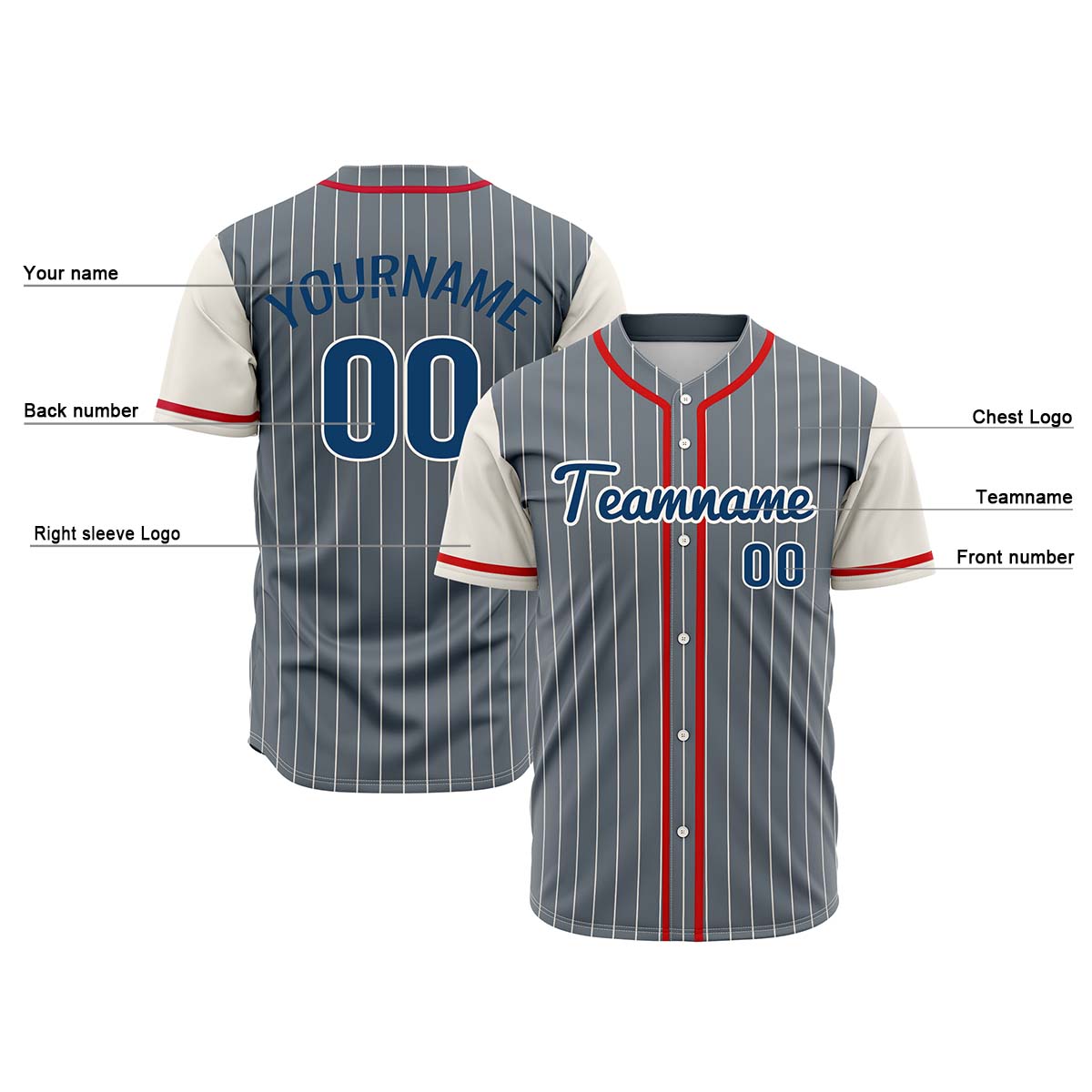 Custom Gray Off White Hip Hop Baseball Jersey Stitched Printed - Personalized Name Number Shirts #BB-0919-0060