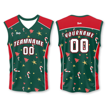 Custom Green Red White Wide Shoulder Basketball Jersey - Breathable Mesh Team Uniform for Adult & Yout