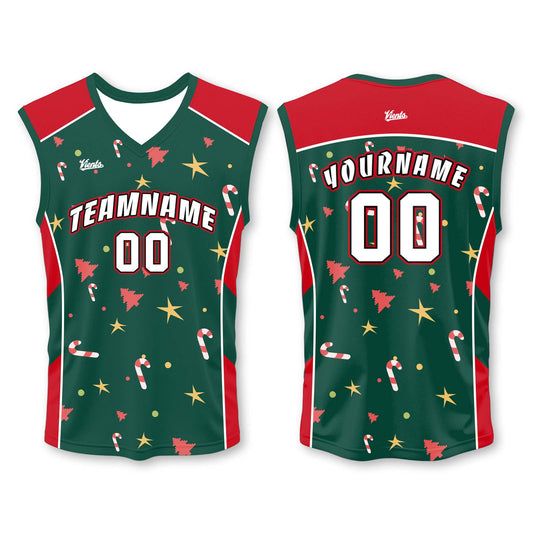 Custom Green Red White Wide Shoulder Basketball Jersey - Breathable Mesh Team Uniform for Adult & Yout