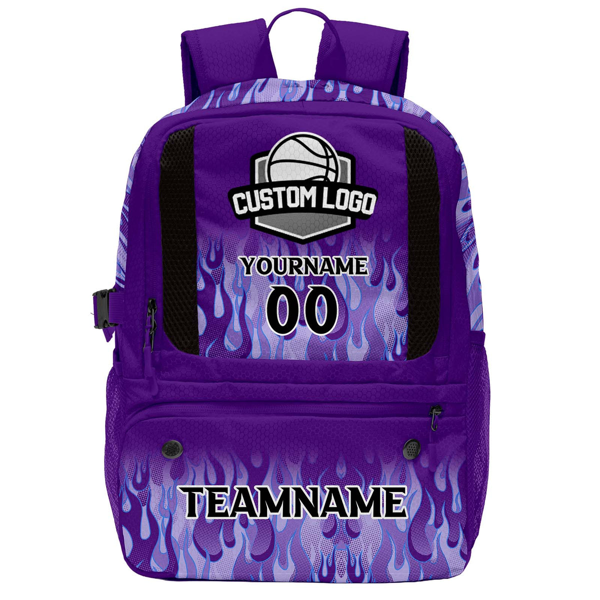 Custom Purple Basketball Soccer Backpack Personalized Player Names - Numbers & Team Logo #150-BP-0914-0017
