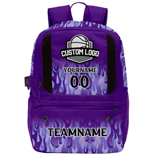 Custom Purple Basketball Soccer Backpack Personalized Player Names - Numbers & Team Logo #150-BP-0914-0017
