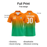 Custom Orange Green Football Polo Shirts  Add Your Unique Logo/Name/Number