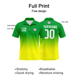 Custom Green Yellow Football Gradient Polo Shirts  Add Your Unique Logo/Name/Number