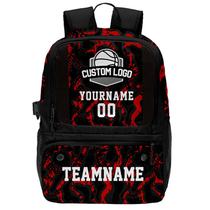 Custom Red Black Basketball Soccer Backpack Personalized Player Names - Numbers & Team Logo #150-BP-0914-0018