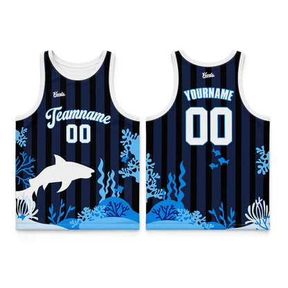 Custom Light Blue White Dark Blue Wide Shoulder Basketball Jersey, Breathable Mesh Team Uniform for Adult & Yout