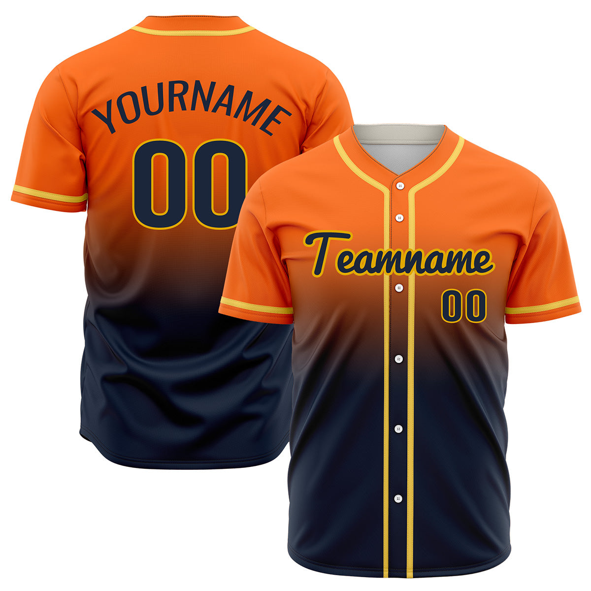 Custom Orange Dark Blue Hip Hop Baseball Jersey Stitched Printed - Personalized Name Number Shirts #BB-0919-0075