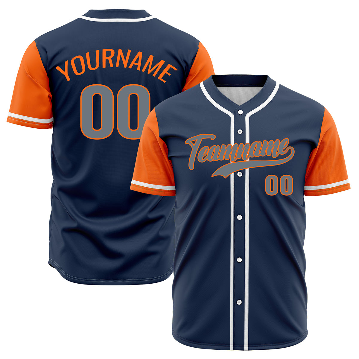 Custom Dark Blue Orange Hip Hop Baseball Jersey Stitched Printed - Personalized Name Number Shirts #BB-0919-0053