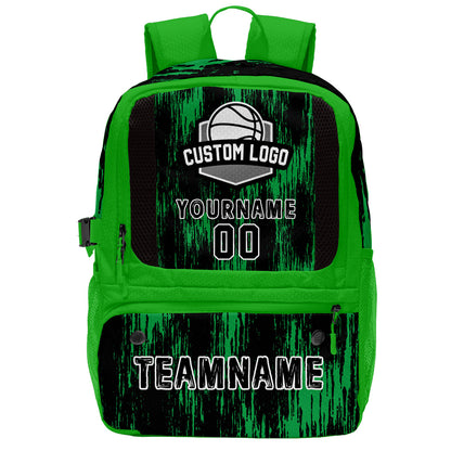 Custom Green Black Basketball Soccer Backpack Personalized Player Names Numbers Team Logo #BB-0919-0016