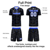 Custom Black Blue Soccer Uniform Jersey Kids Adults Personalized Set Jersey Shirt