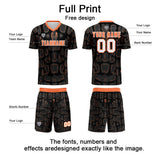 Custom Black Orange Soccer Uniform Jersey Kids Adults Personalized Set Jersey Shirt