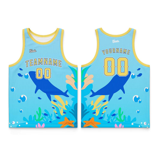 Custom Light Blue Yellow Thin Strap Basketball Jersey - Breathable Mesh Training Uniform for Adults & Youth