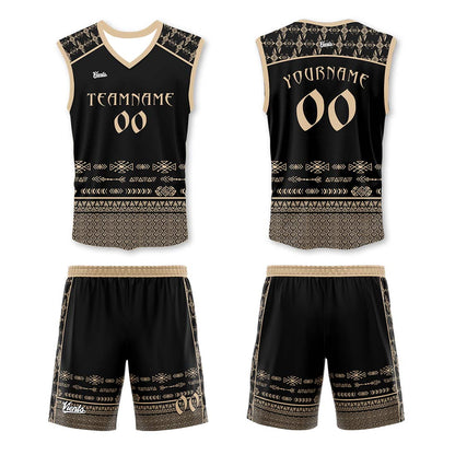Custom Black Gold Thin Strap Basketball Jersey, Breathable Mesh Training Uniform for Adults & Youth