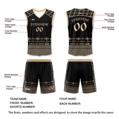 Custom Black Gold Thin Strap Basketball Jersey, Breathable Mesh Training Uniform for Adults & Youth