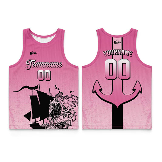 Custom Pink Black Thin Strap Basketball Jersey - Breathable Mesh Training Uniform for Adults & Youth
