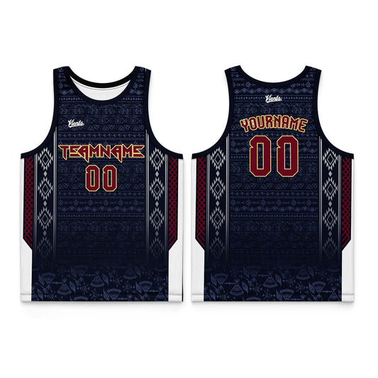 Custom Navy Blue Wine Red Thin Strap Basketball Jersey - Breathable Mesh Training Uniform for Adults & Youth