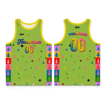 Custom Fluorescent Green Dark Green Wide Shoulder Basketball Jersey, Breathable Mesh Team Uniform for Adult & Yout
