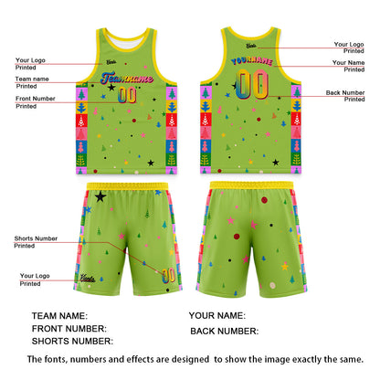 Custom Fluorescent Green Dark Green Wide Shoulder Basketball Jersey, Breathable Mesh Team Uniform for Adult & Yout