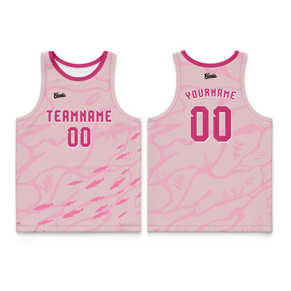 Custom Pink Wide Shoulder Basketball Jersey, Breathable Mesh Team Uniform for Adult & Yout