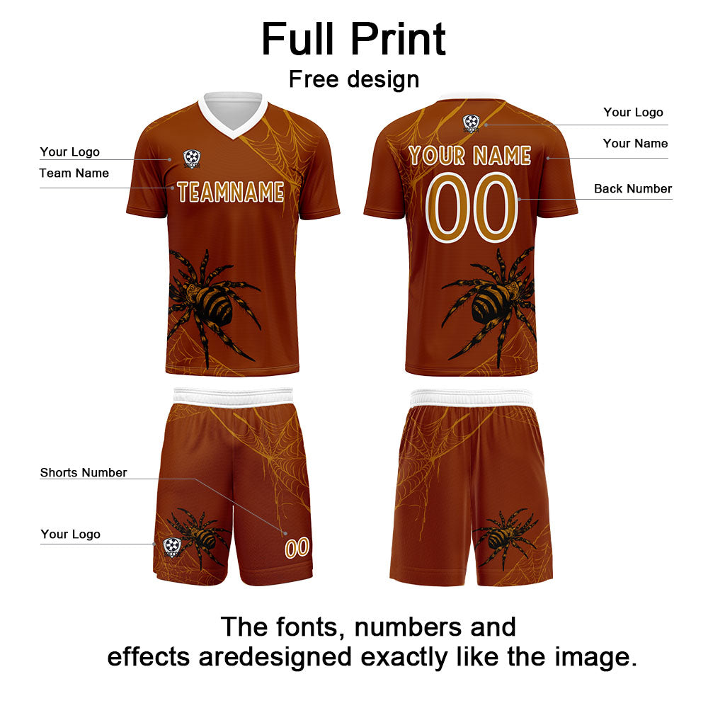 Custom Orange Soccer Uniform Jersey Kids Adults Personalized Set Jersey Shirt