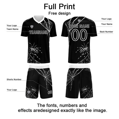 Custom Black Soccer Uniform Jersey Kids Adults Personalized Set Jersey Shirt