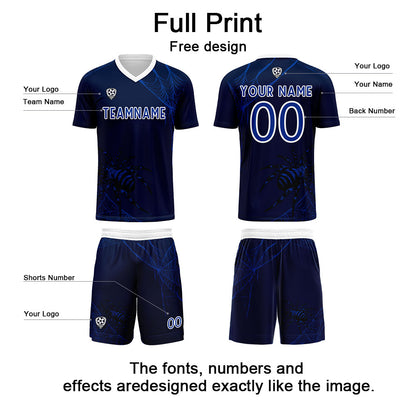 Custom Blue Soccer Uniform Jersey Kids Adults Personalized Set Jersey Shirt