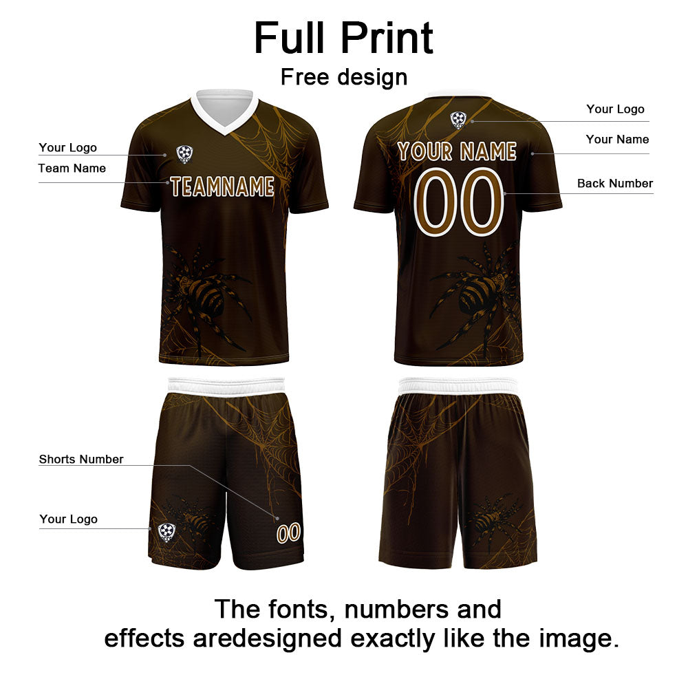 Custom Dark Brown Soccer Uniform Jersey Kids Adults Personalized Set Jersey Shirt