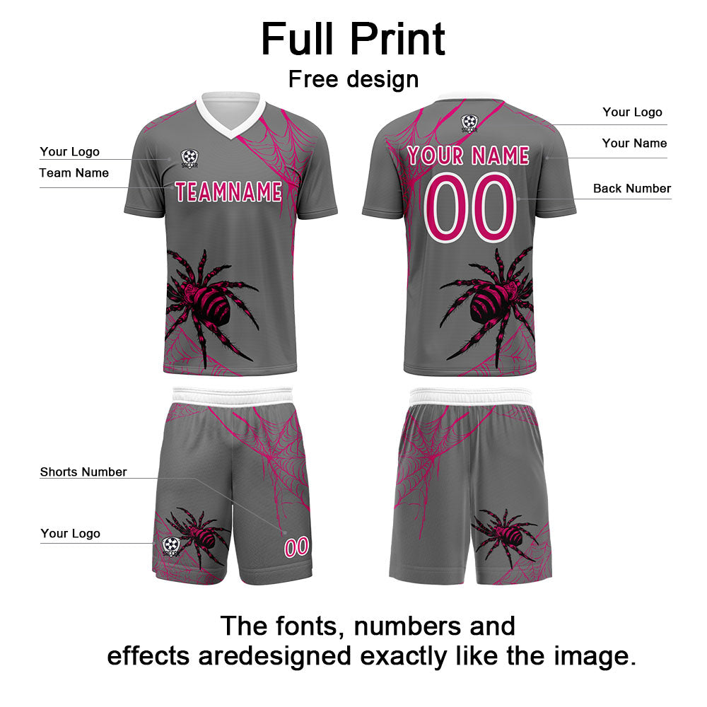 Custom Gray Soccer Uniform Jersey Kids Adults Personalized Set Jersey Shirt