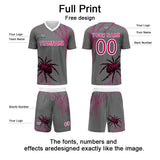 Custom Gray Soccer Uniform Jersey Kids Adults Personalized Set Jersey Shirt