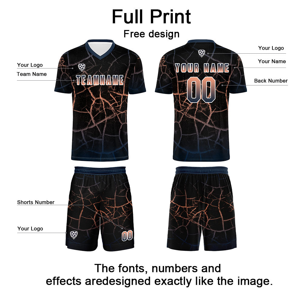 Custom Black Blue Soccer Uniform Jersey Kids Adults Personalized Set Jersey Shirt
