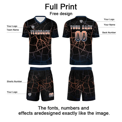 Custom Black Blue Soccer Uniform Jersey Kids Adults Personalized Set Jersey Shirt