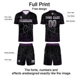 Custom Black Deep Purple Soccer Uniform Jersey Kids Adults Personalized Set Jersey Shirt