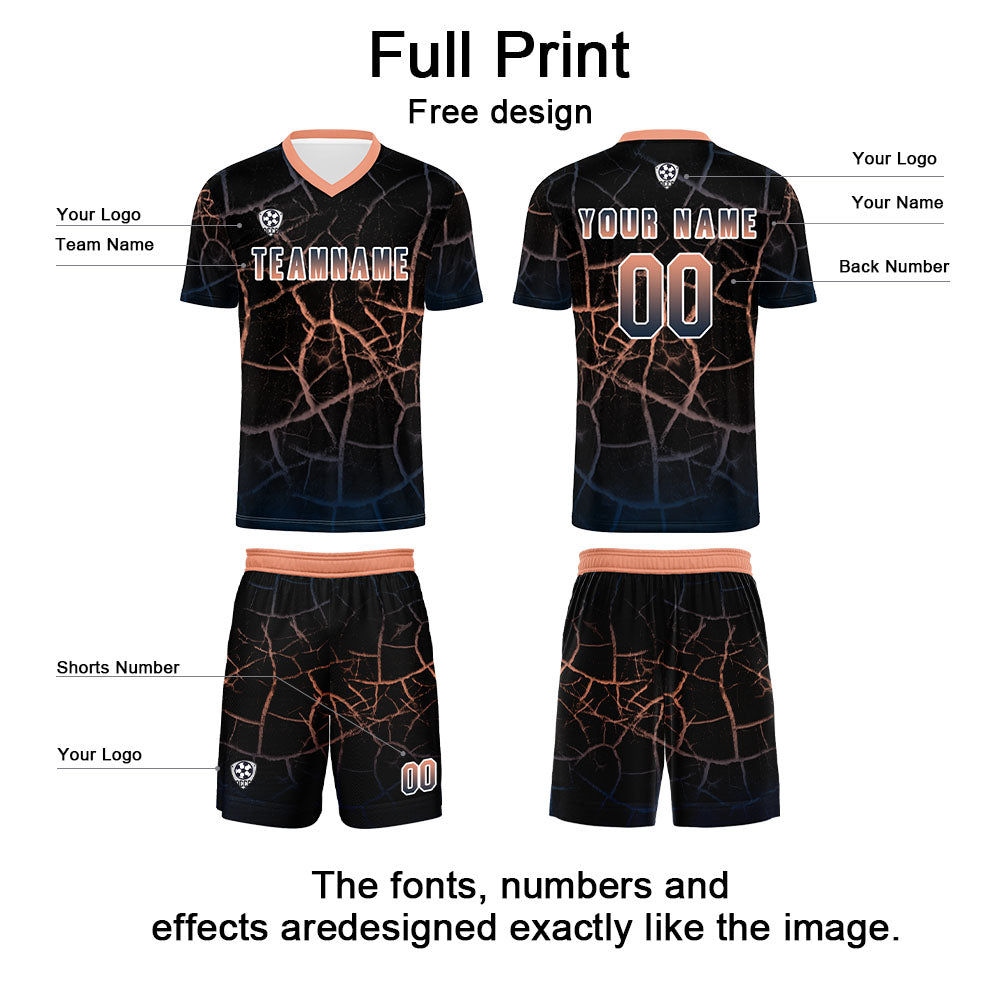Custom Black Flesh Soccer Uniform Jersey Kids Adults Personalized Set Jersey Shirt