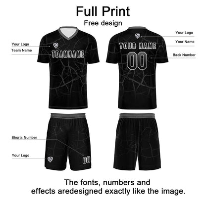 Custom Black Grey Soccer Uniform Jersey Kids Adults Personalized Set Jersey Shirt