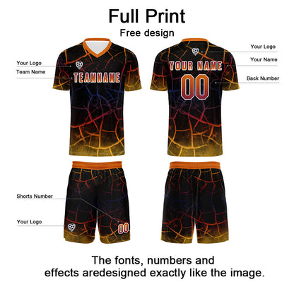 Custom Black Orange Soccer Uniform Jersey Kids Adults Personalized Set Jersey Shirt